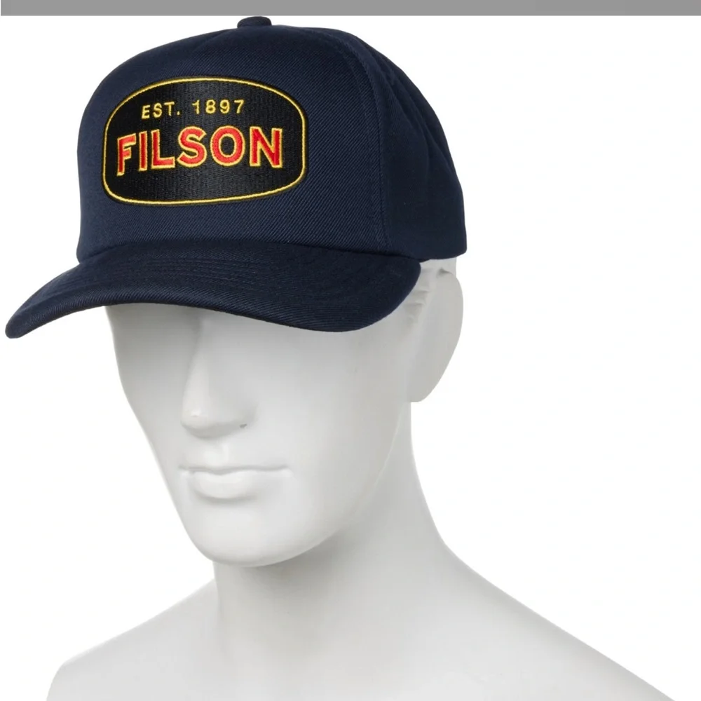 FILSON Harvester Cap Snapback Hat Men OSFA Dark Blue Est 1897 Patch Logo NWT New